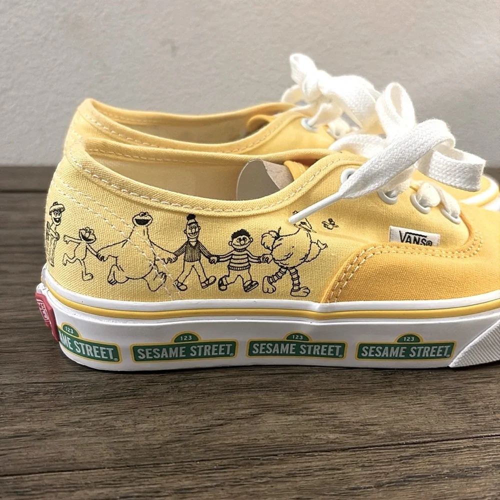 EUC [Vans] Sesame Street Family Yellow Tennis Shoes Sneakers Ladies 5 = Kids 3.5 - Picture 6 of 13